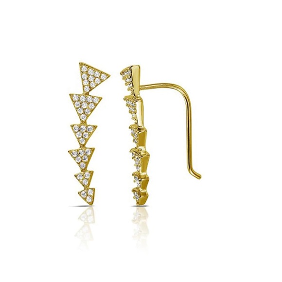 Adornia 14K Yellow Gold Plated Crystal Arrow Ear Climber